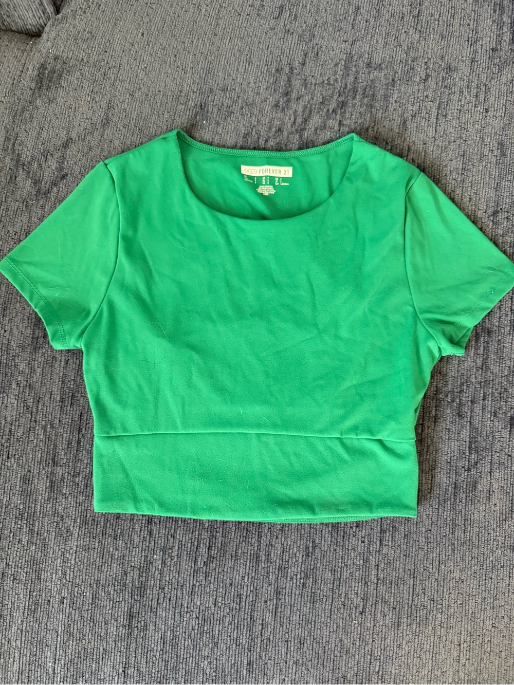 Forever 21 Green Short Sleeve Cropped Top